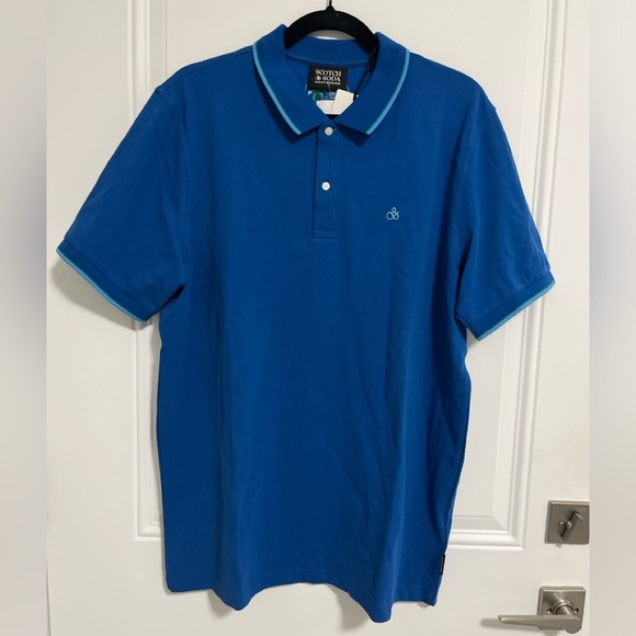 NWT - Scotch & Soda Men’s Classic Logo Polo Shirt with Tipping - Size XL - Picture 1 of 11